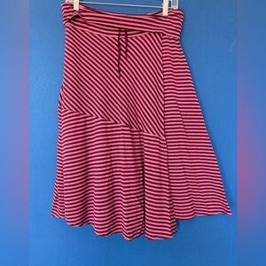 Athleta Pink and Burgundy Striped A-Line Skirt